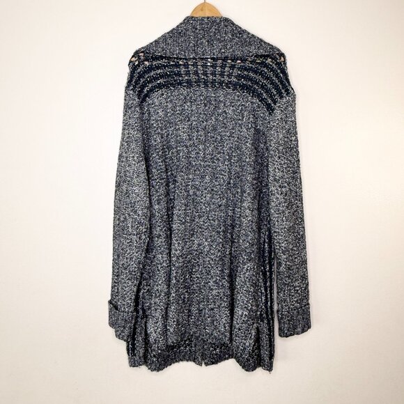 NWT Chico's Textured Tina Cardigan Sweater Pattern Blue Chain XXL Size 4 - Picture 8 of 16